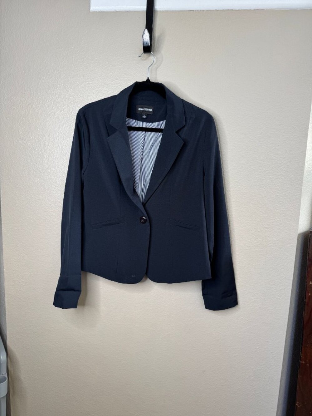 Zenana Outfitters Women's Blue Blazer size large long sleeve collared button up